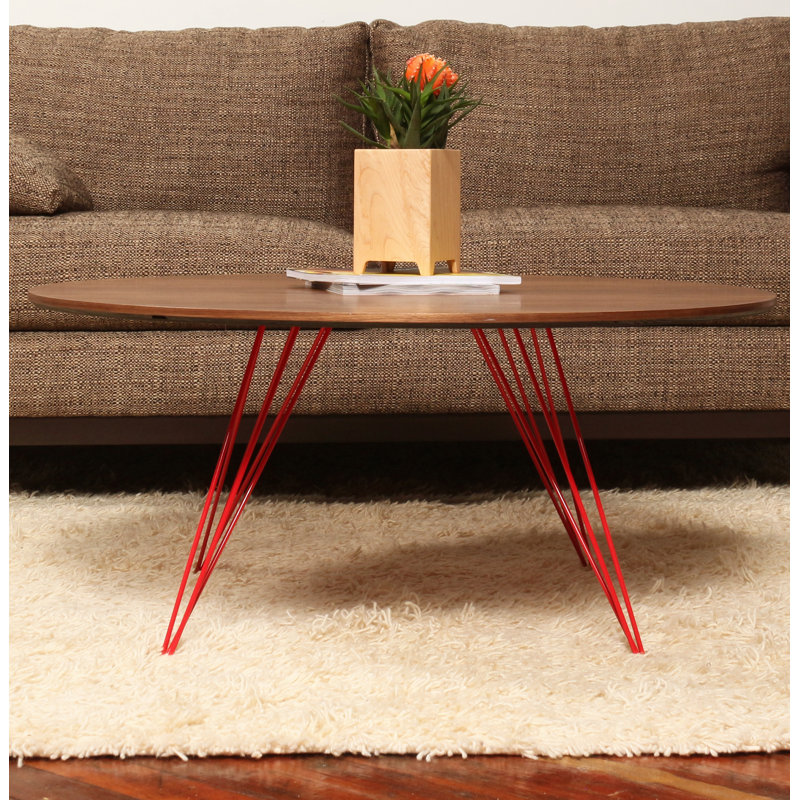 Williams Single Coffee Table, Red, 18" H x 40" L x 40" W, Walnut