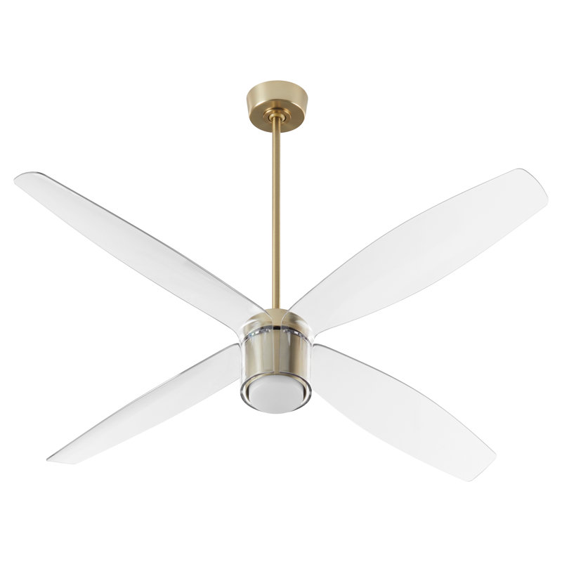 Keston 60'' Ceiling Fan with LED Lights, Gold/White
