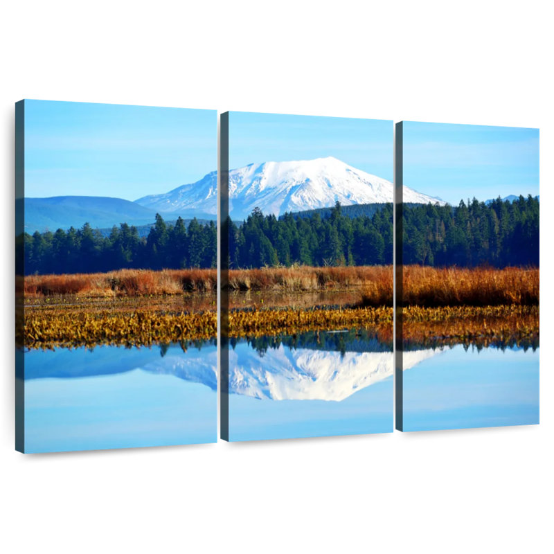Mont St Helens dans le lac, H 32 po x l 50 po