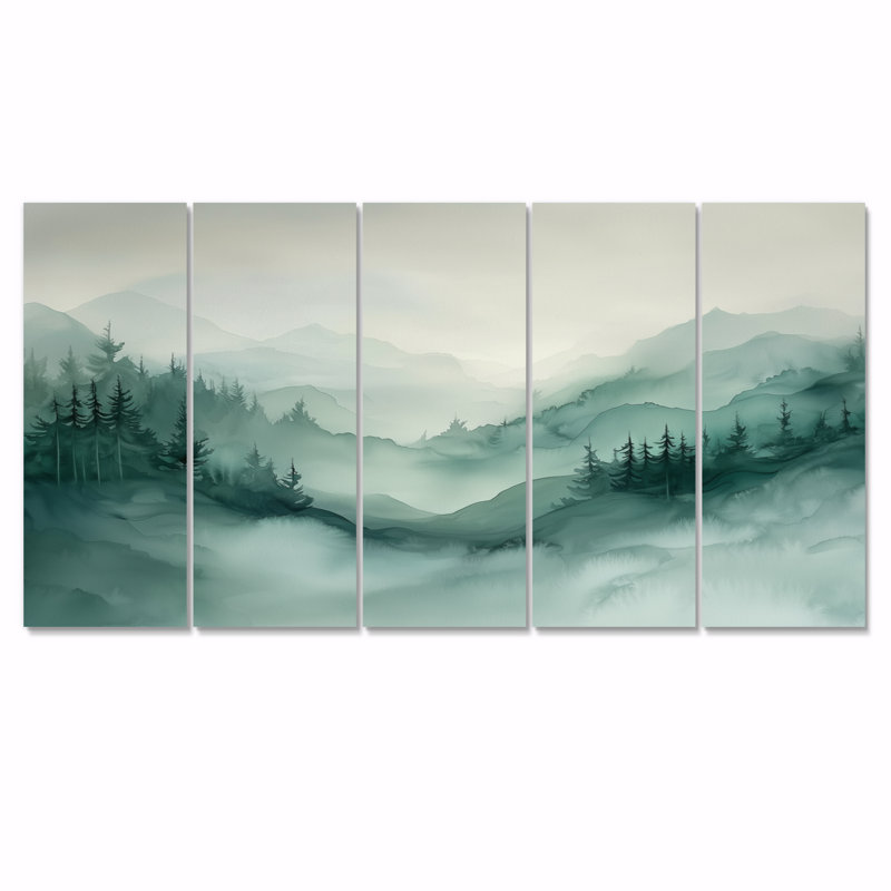 Fading Light Gradient Foret Landscape I - Lumière - Art mural traditionnel pour le salon, H 28 po x l 60 po, 5
