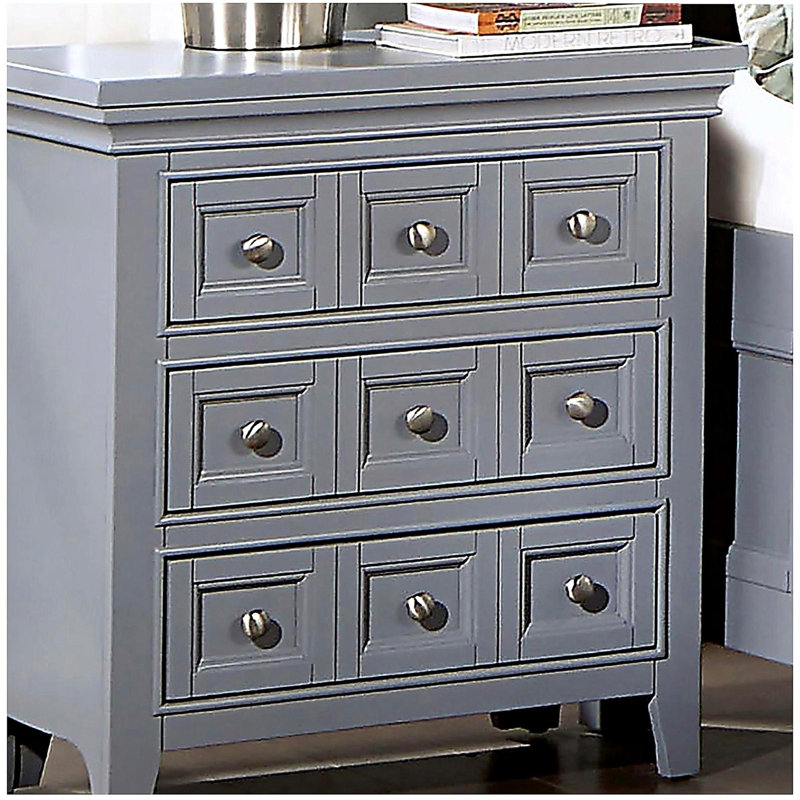Table de chevet 3 boutons, Gris