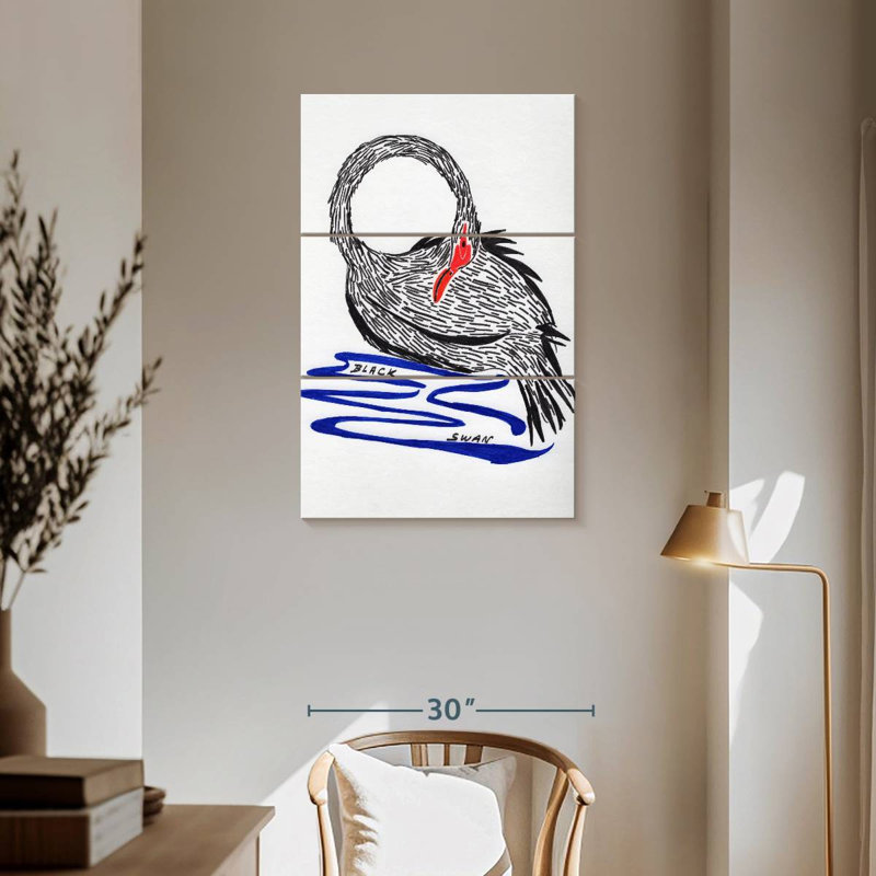 Brampt Wild Black Swan, 57" H x 36" W