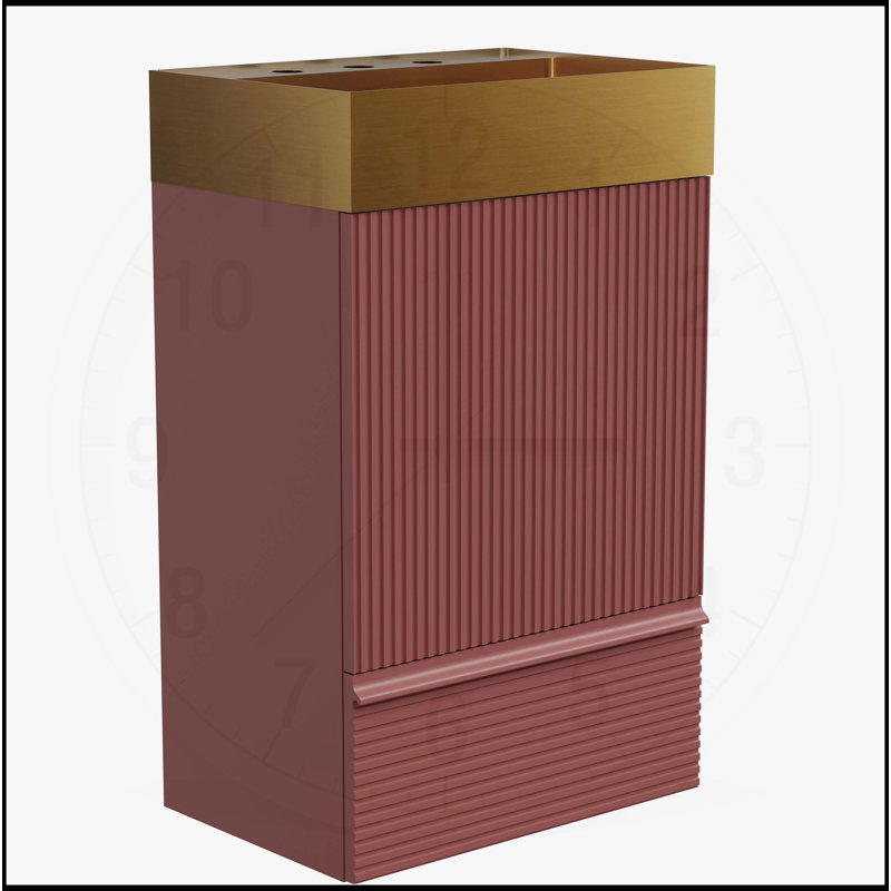 Meuble-lavabo moderne avec lavabo et rangement intégrés, H 32,7 po x l 20,09 po x P 13,79 po, Rouge