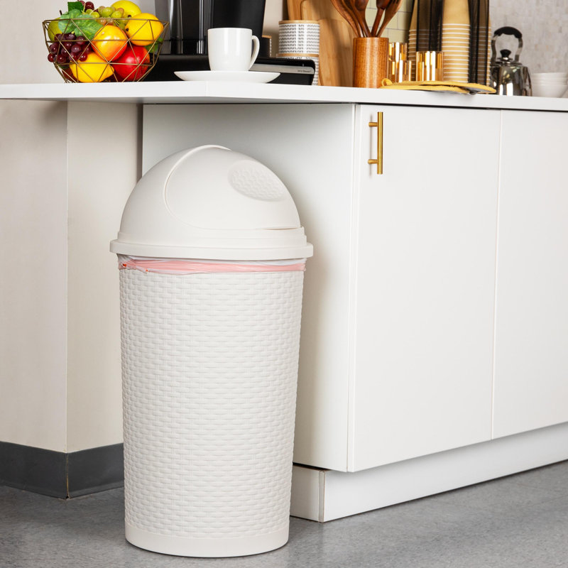 Poubelle de cuisine à roulettes avec couvercle Mind Reader 55L Mind Mind, Ivoire