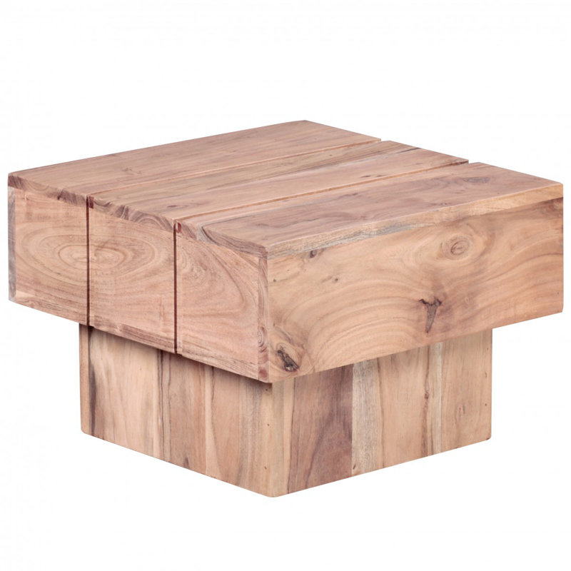 Sira Solid Wood Pedestal End Table, Acacia
