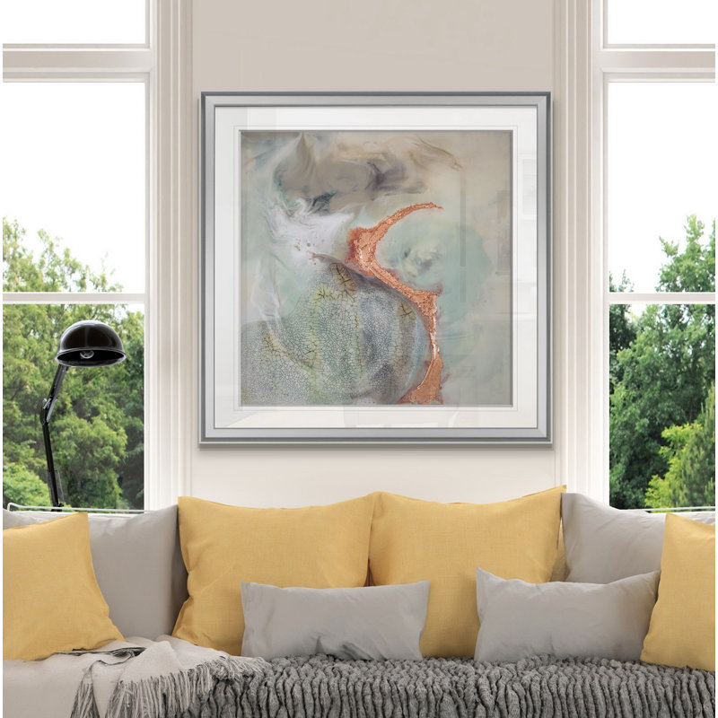 Copper River II - reproduction d'art, H 28 po x l 28 po x P 1,5 po, Encadrement argenté