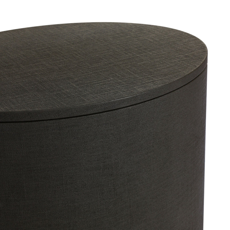 Amelia Oval One Drawer Nightstand-Black Linen, Dark Green Lacquered Linen
