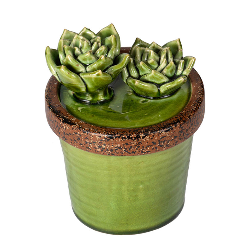 Figurine verte en céramique Echeveria