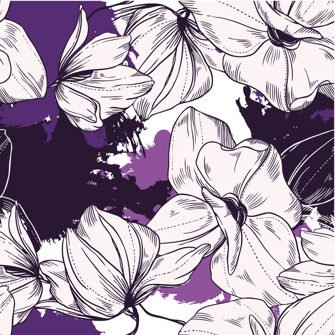 Reydon Beautiful Seamless Pattern Of Abstract Flowers Orchids With Paint Splashes by Rively - Print