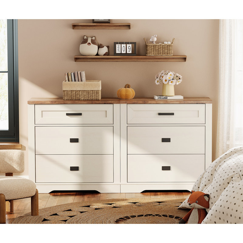 Laziza 6-Drawer Manufactured Wood Dresser , White