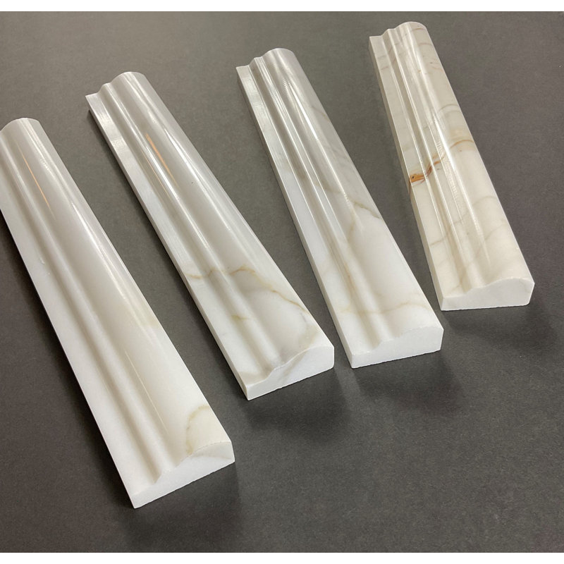 12" L x 1.75" W Marble Chair Rail Tile Trim, Calacatta Gold