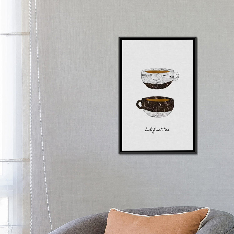 « mais first tea », impression sur toile, H 26 po x l 18 po x P 1,5 po, Toile avec cadre noir, Pas de tapis