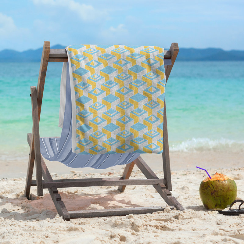 Serviette de plage classique gratte-ciels, Bleu / olive