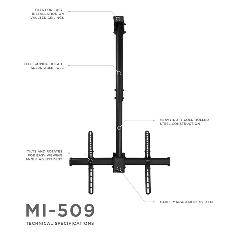 Mount-It! Height Adjustable Full Motion TV Ceiling Mount Bracket | Fits 32 - 70 Inch LCD, LED TVs