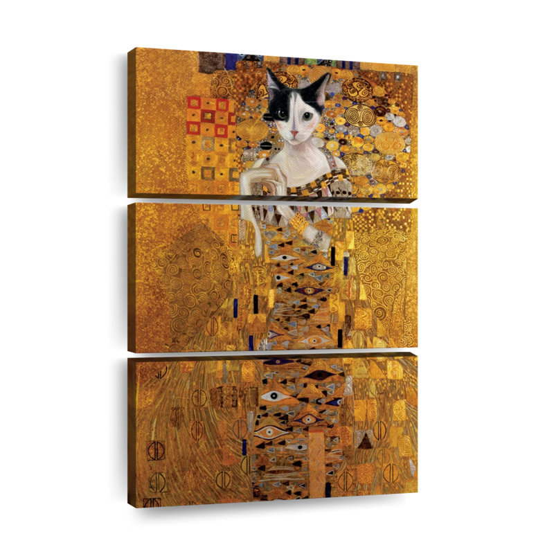 «Drôle d'animal» par Adele Bloch-Bauer inspiré d'un chat Klimt, ensemble de 3 reproductions sur toile par Toile