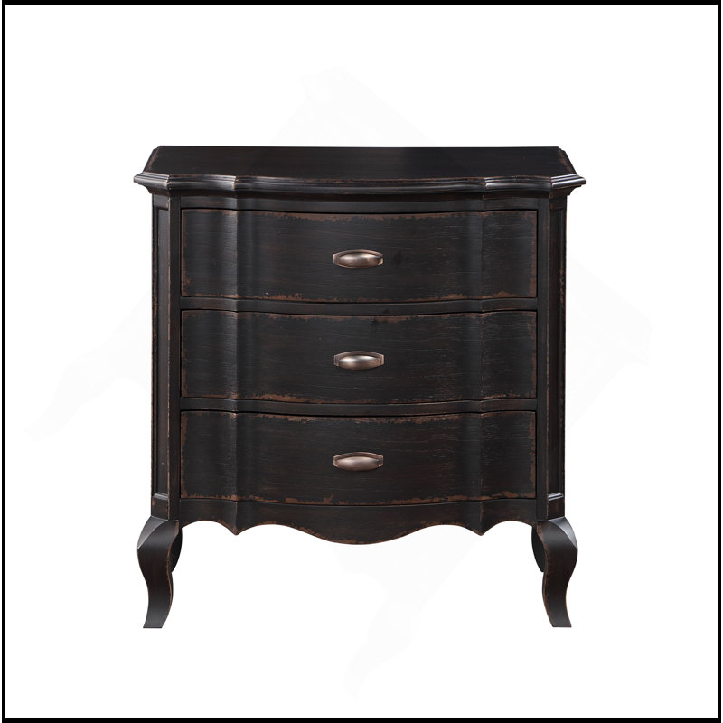 Table de chevet au fini noir antique