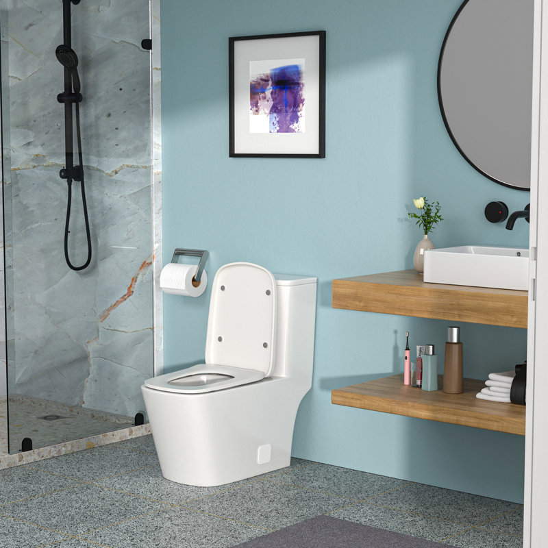 Ceramic One Piece Toilet With Powerful Flush Effect - Soft Closing Seat, Siphon Flushing, Low Water Absorption, Strong Modern And Hygienic Flushing Clean
