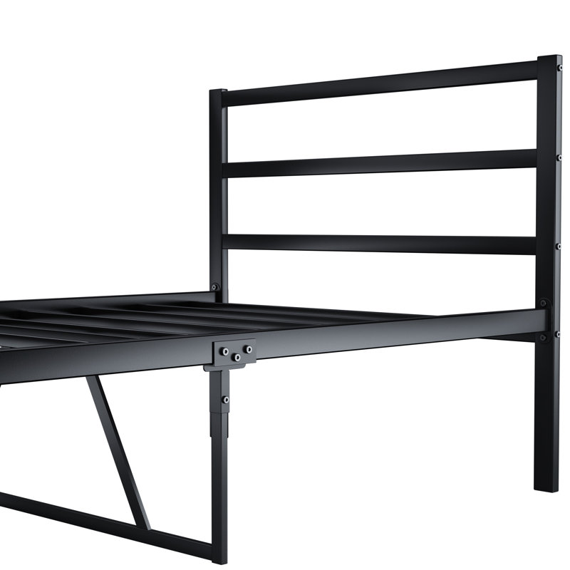 Base de lit et tête de lit en métal, noir, sans sommier, repos nocturne apaisant avec tête de lit requise, sommeil tranquille