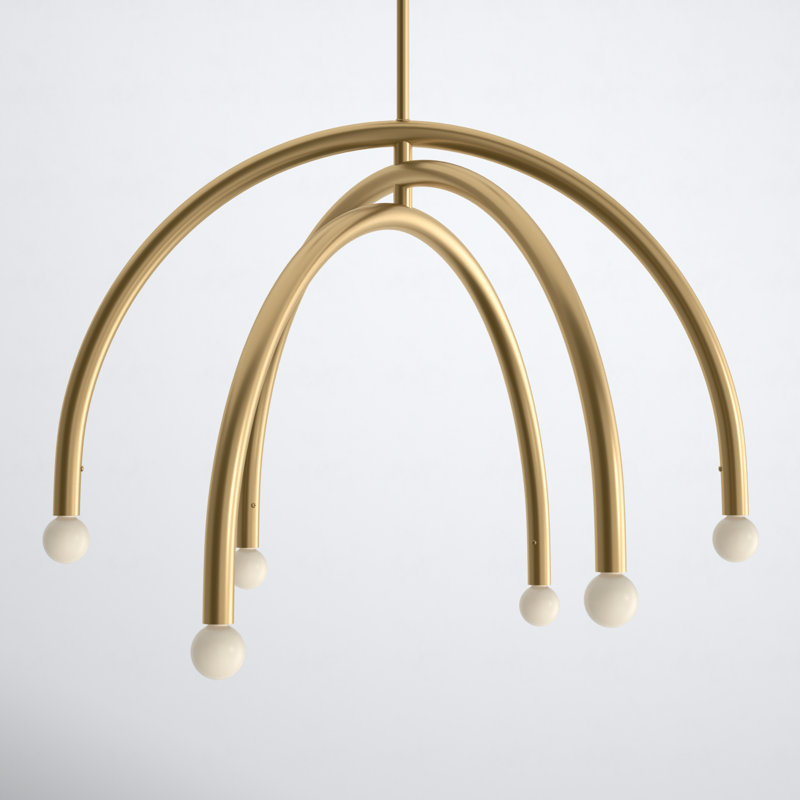 Yula 6-Light Chandelier in Natural Brass, Natural Brass
