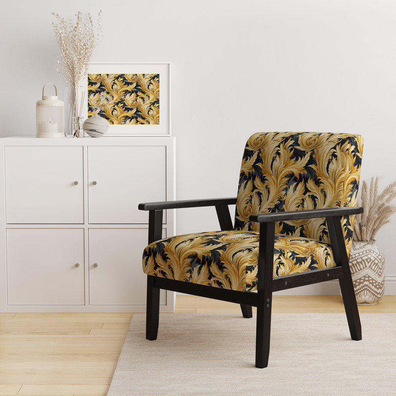 Royal Gilded Ikat Reverie Celebrate - Fauteuil rembourré Boho, fauteuil d'appoint à motif Ikat