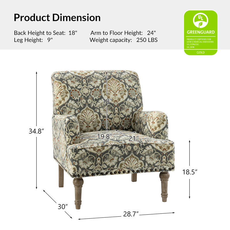 Appel 28.7" Wide Armchair, Pine Polyester Blend
