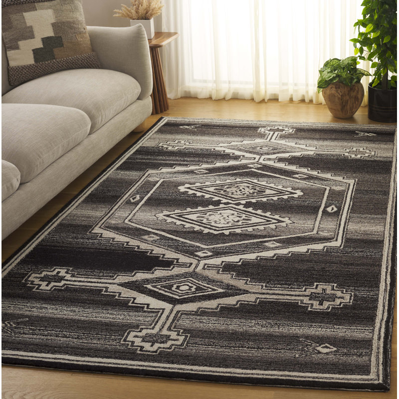 Kenya 925 Hand Tufted Wool/Cotton Moroccan Rug in Brown/Ivory, Rectangle 5' x 8'