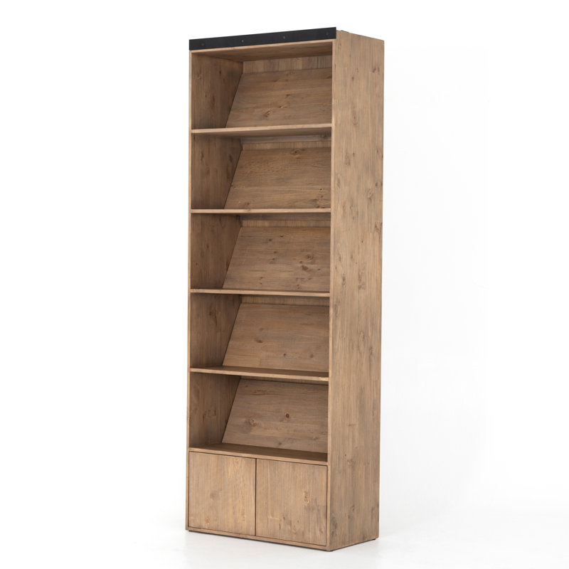 Bane Solid Wood Bookcase, Smoke Pine