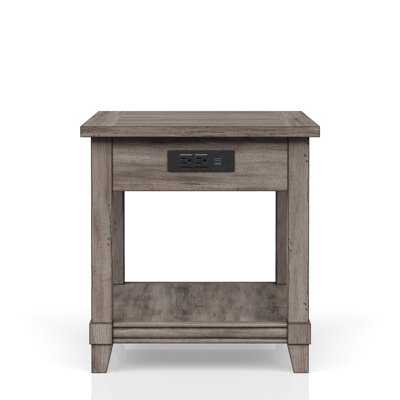 Table de bout grise avec capacité de charge et de rangement rustique