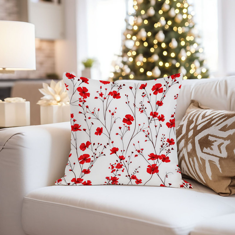 Fleurs et fleurs sauvages rouges, chalet et chalet Cottagecore, H 18 po x l 18 po