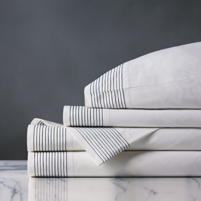 Ensemble de draps en satin Marsden bleu marine