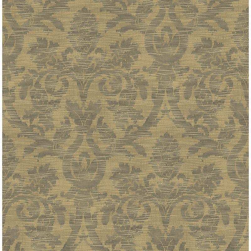 Papier peint damassé en lin métallisé Seabrook Designs, Brun
