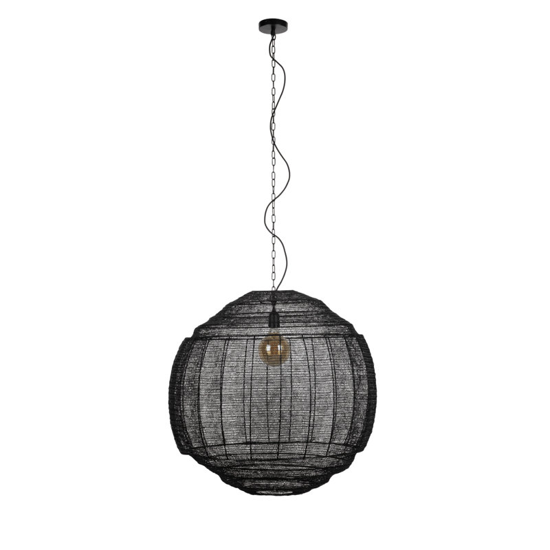 Luminaire suspendu sphérique 1 lumière, H 70 po x l 28 po x P 28 po, Noir