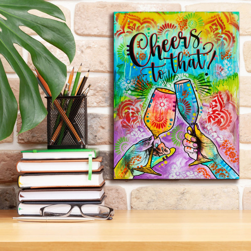 «Cheers - To That» par Dean Russo, art mural sur toile, H 16 po x l 12 po x P 0,75 po
