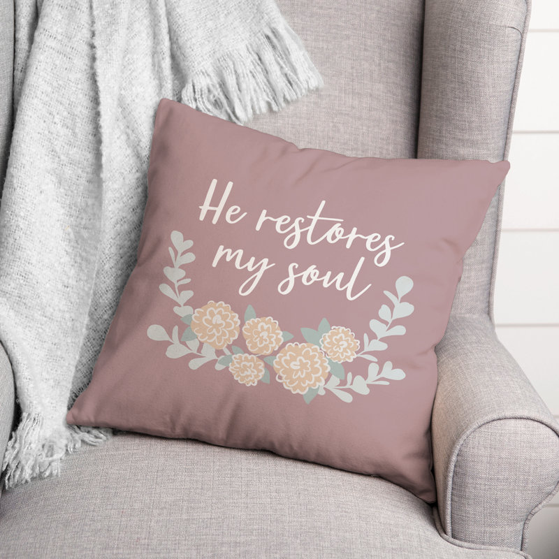  Housse de coussin et insert He Restores My Soul, H 16 po x l 16 po x P 1,5 po