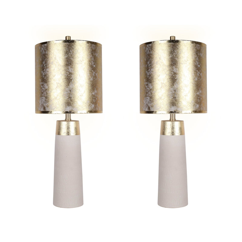 Lampe de table Luxe Radiance en céramique - Blanc cassé et or - Ensemble de 2