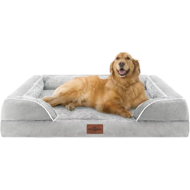 Deeanne Orthopedic Suede Pet Bed, Light Gray