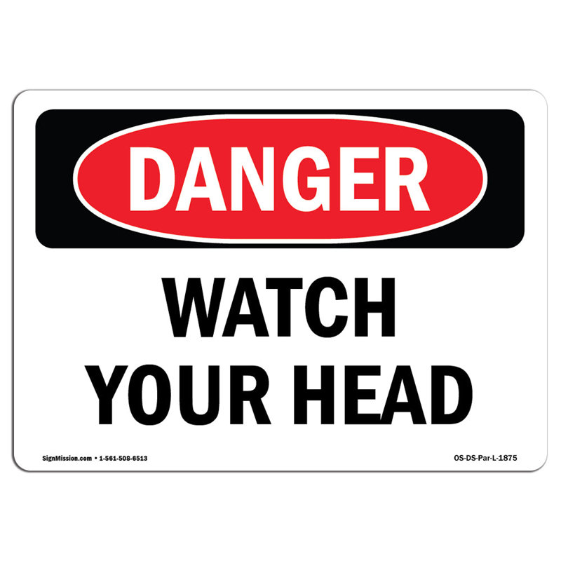 Signe de danger, H 12 po x l 18 po x P 0,1 po