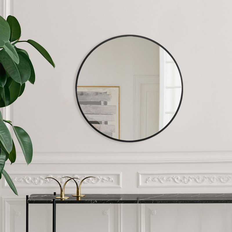 Miroir décoratif mural en métal Mariemont, H 31 po x l 31 po, Noir