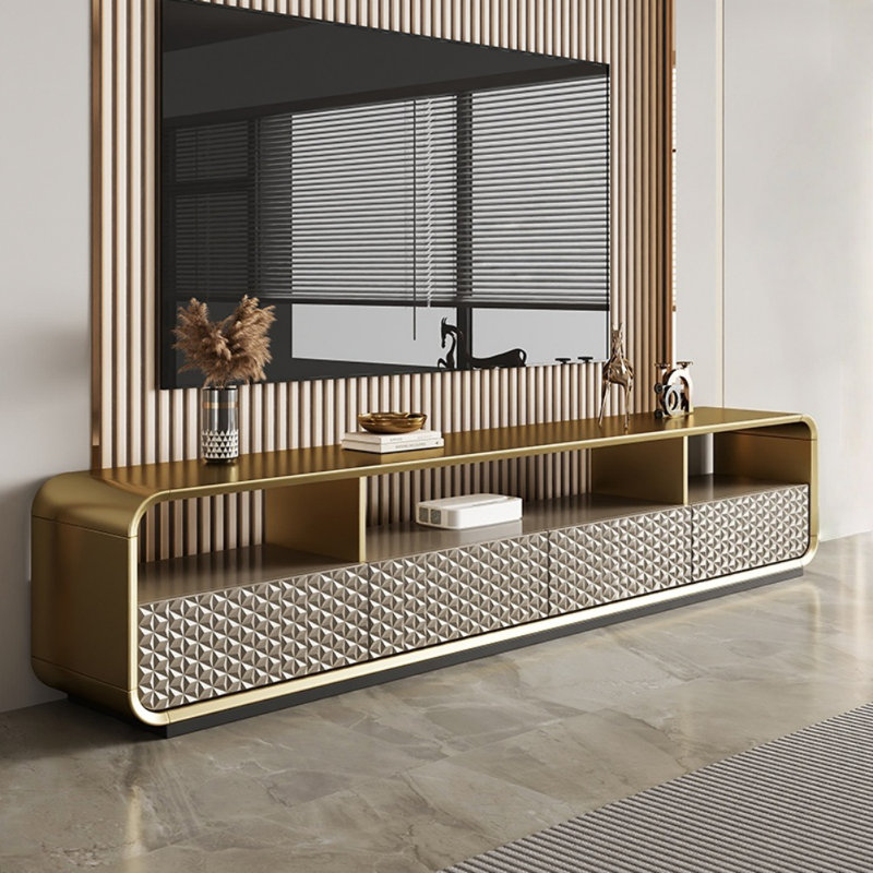 Meuble télé créatif et simple, Champagne, H 21,65 po x L 86,61 po x l 15,75 po