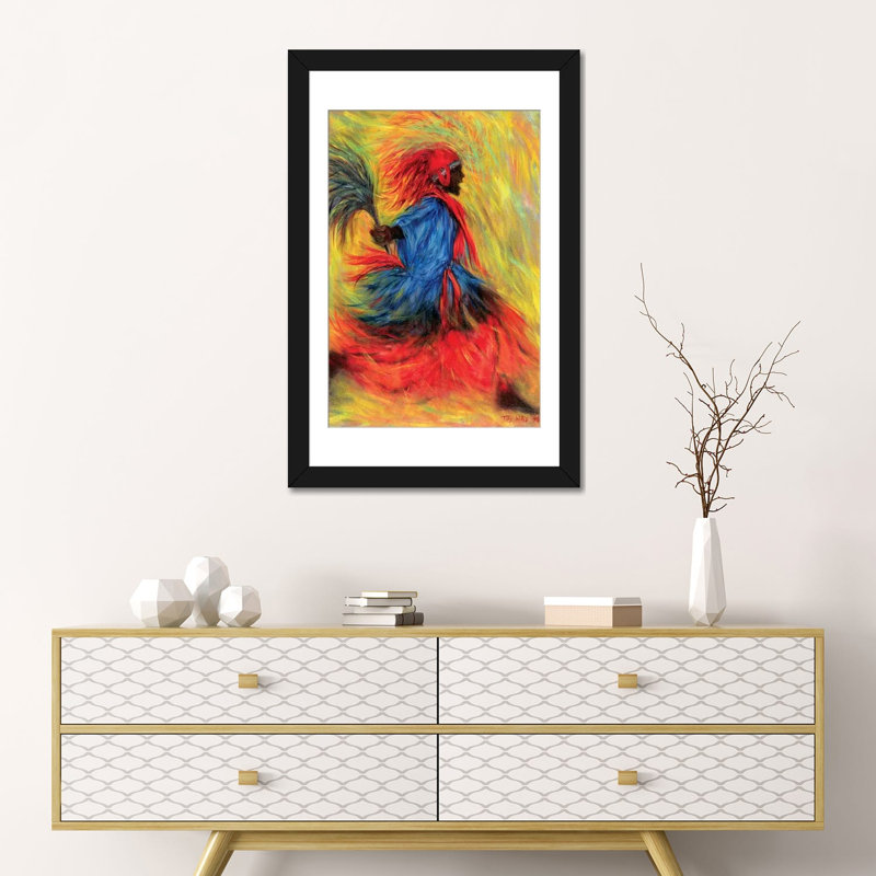 «The Dancer», reproduction sur toile, H 24 po x l 16 po x P 1 po, Papier avec cadre noir, Blanc