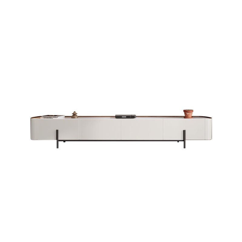 Meuble télé moderne de style nordique, 94.49", Crème / gris blanc