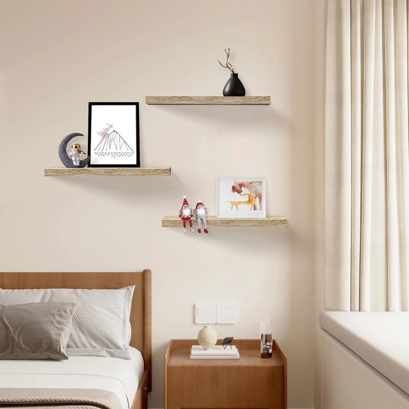Tablette flottante en bois 3 pièces Kaster, Naturel