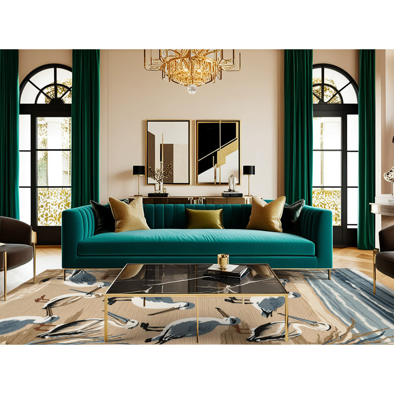  Tapis nautique lavable oiseaux de plage, Rectangulaire 7 pi x 10 pi
