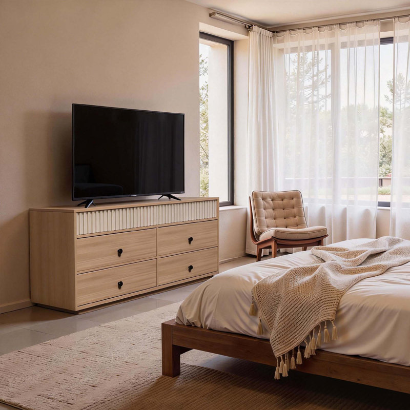 160cm W 6 - Drawer Chest of Drawers, Beige