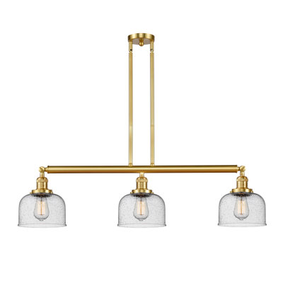 Luminaire suspendu pour îlot de cuisine 3 lumières avec abat-jour en verre Jebediah 