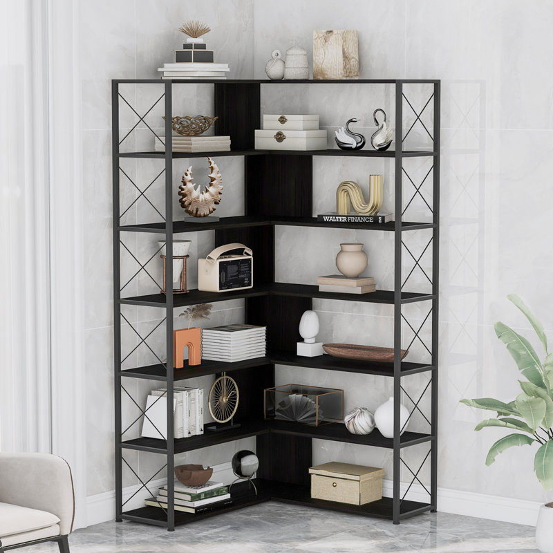 Tasos Corner Bookcase, Black