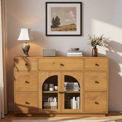 Buffet avec 2 portes, 7 tiroirs et tablette réglable