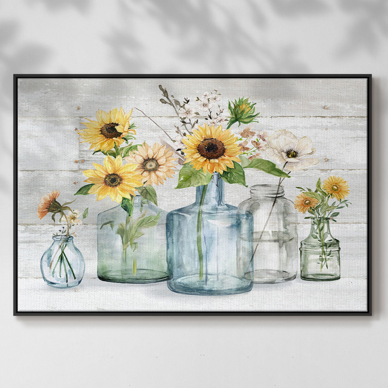 Sunflower Extravaganza, reproduction d'art sur toile, H 25 po x l 37 po x P 2 po, Noir