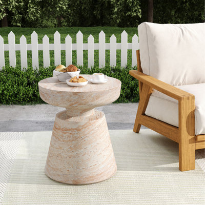 Table d'appoint d'extérieur / d'intérieur en béton léger, finition travertin