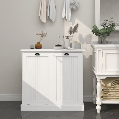 Armoire de tri pour la lessive - blanc, extérieur peint, sacs amovibles pour la lessive, capacité de charge de 100 lb, instructions d'assemblage fournies avec revêtement, sacs de rangement en tissu, assemblage simple, capacité de 100 livres
